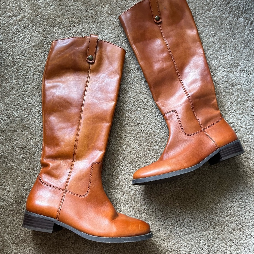 Brown Leather Knee-High Boots